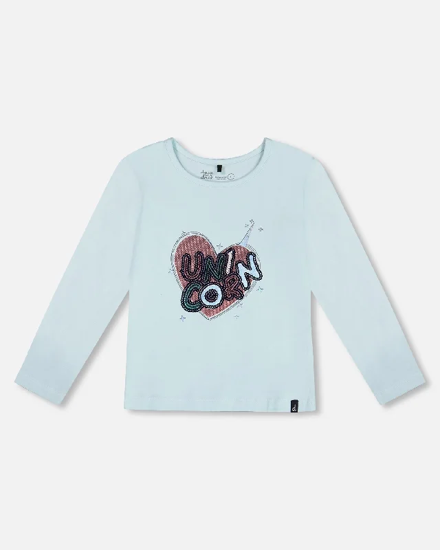 Men's Shirts with Bow TiesOrganic Cotton T-Shirt With Print Light Blue