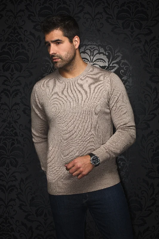Fashionable Men's Crew-Neck SweatersAu Noir® Sweaters | Marini Taupe