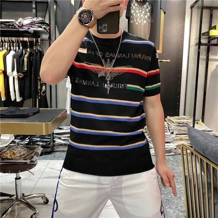 Men's Sweaters with Hooks and LoopsStriped Sweater Top For Men