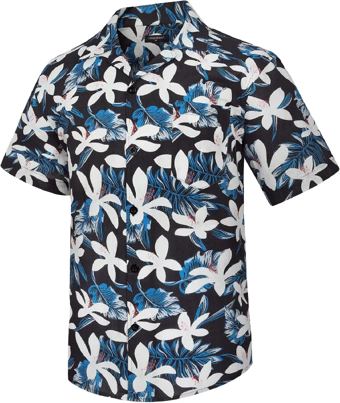Men's Sleeveless Shirts for Summer ComfortBlack White Floral Button Up Hawaiian Shirt For Summer Vacation Men's Sleeveless Shirts for Summer ComfortBlack White Floral Button Up Hawaiian Shirt For Summer Vacation