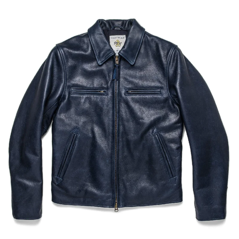 Men's Coats with Contrast StitchingThe Moto Jacket in Midnight Steerhide