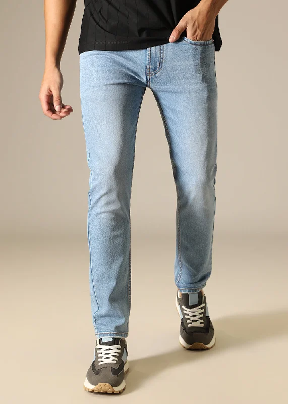 Premium Men's JeansLight Blue Ankle Slim Fit Jeans