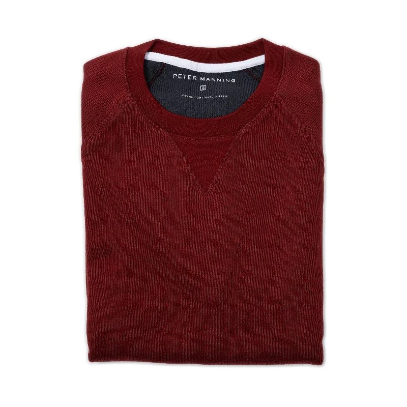 Essential Men's V-Neck SweatersCotton Pullovers - Burgundy