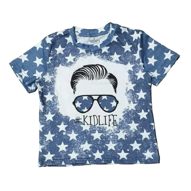 Men's Shirts with High NecksBoy's Patriotic Kid's Life Tee In Blue