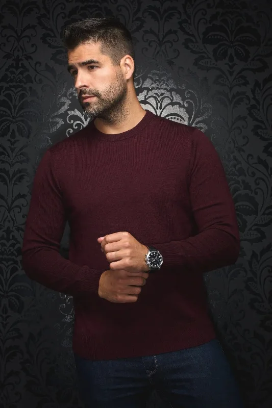 Men's Sweaters with Hidden PocketsAU NOIR | Merino Wool Sweater | Marini Burgundy