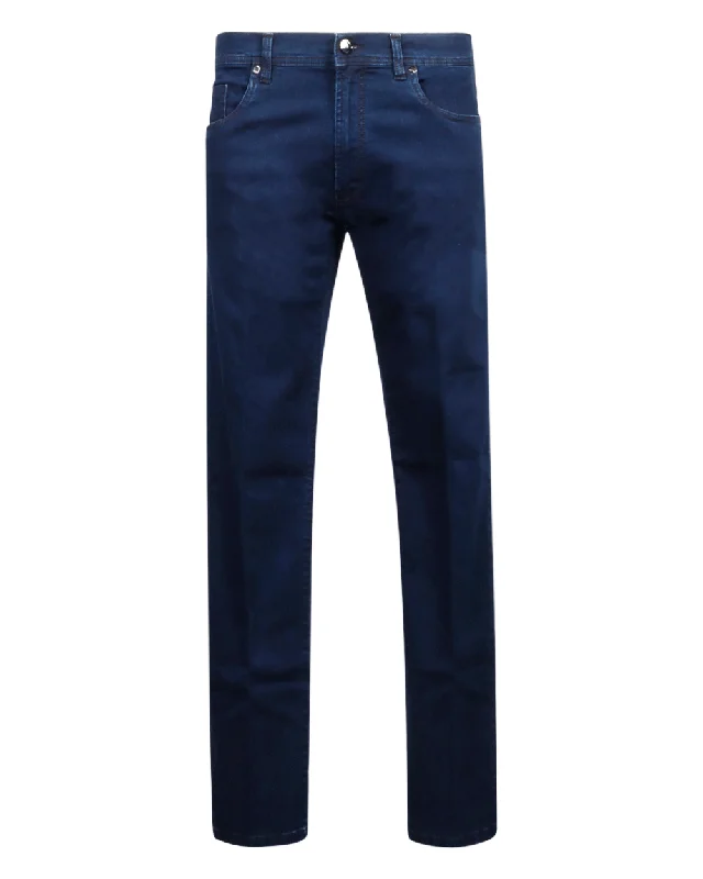 Men's Jeans with Elastic WaistbandsNavy 5 Pocket Pant