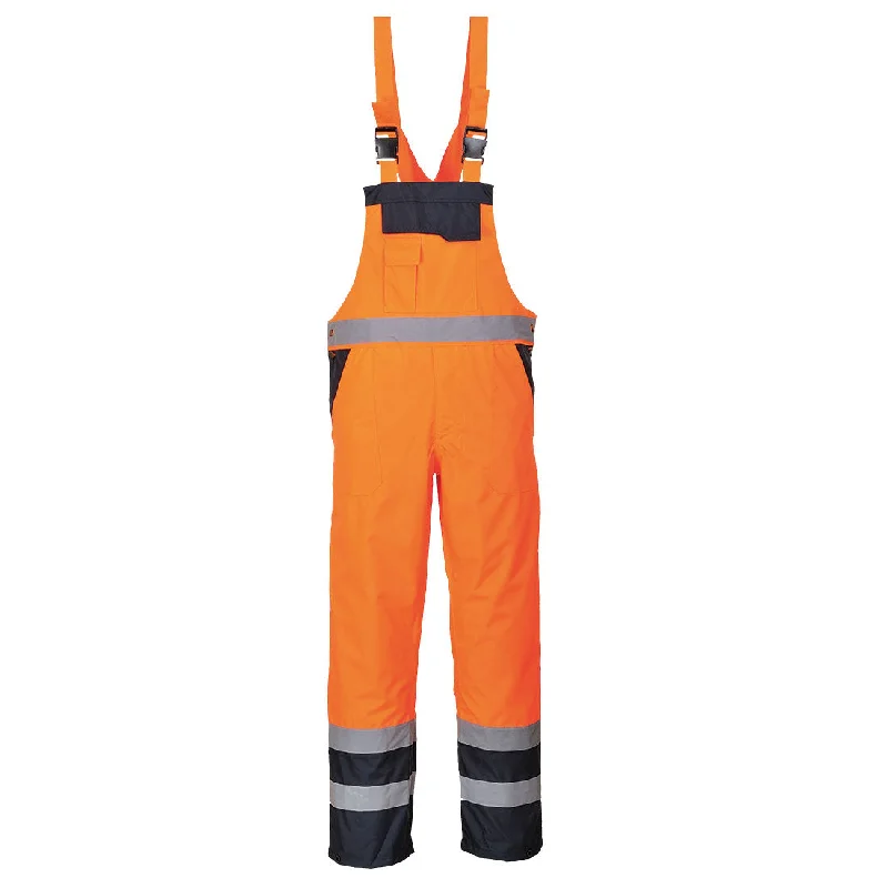 Comfortable Men's JoggersPortwest S489 Contrast Hi Vis Bib & Brace - Lined