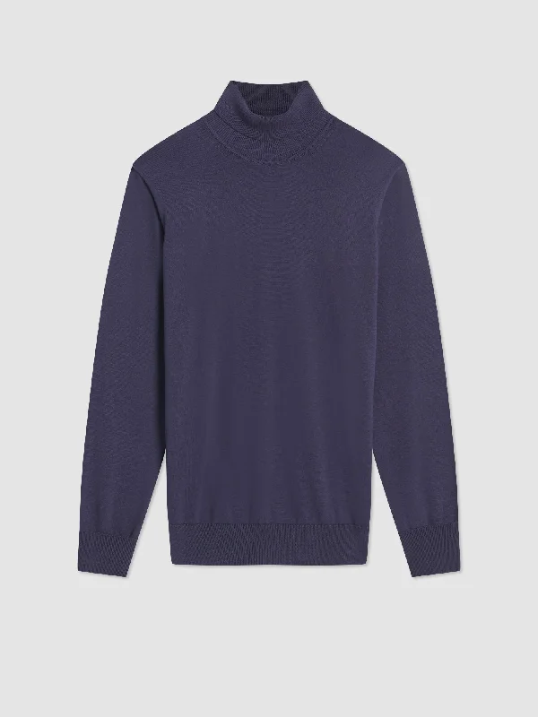 Men's Sweaters in Metallic ColorsSignature Knitted Roll Neck Sweater - Ink