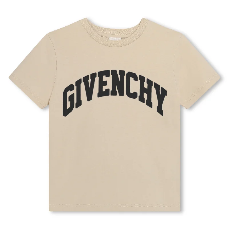 Men's Shirts with Scoop NecksBeige Logo T-Shirt