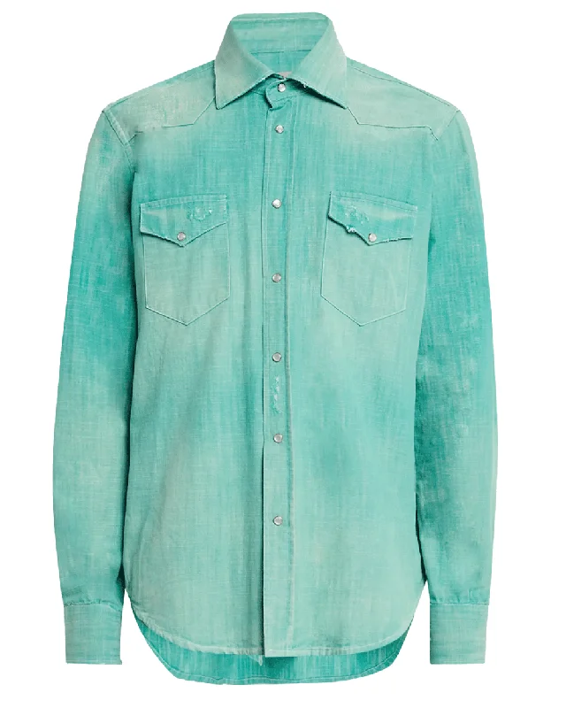 Premium Men's JeansGreen Denim Western Shirt