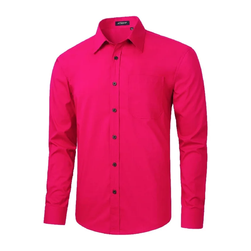 Men's Cufflink-Ready Shirts for Formal EventsMen's Dress Shirt with Pocket - HOT PINK Men's Cufflink-Ready Shirts for Formal EventsMen's Dress Shirt with Pocket - HOT PINK
