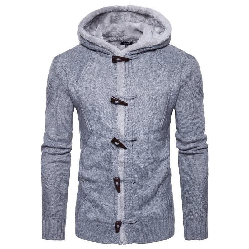 Men's Sweaters with Contrast TrimMen's Sweater Buckle Winter Cardigan