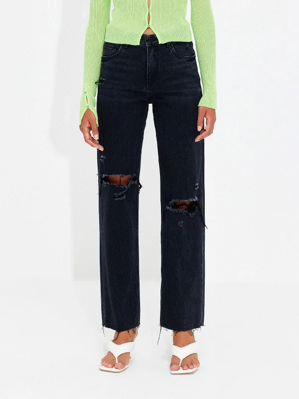 Hipster Men's JeansBlack Ripped Detail Jeans