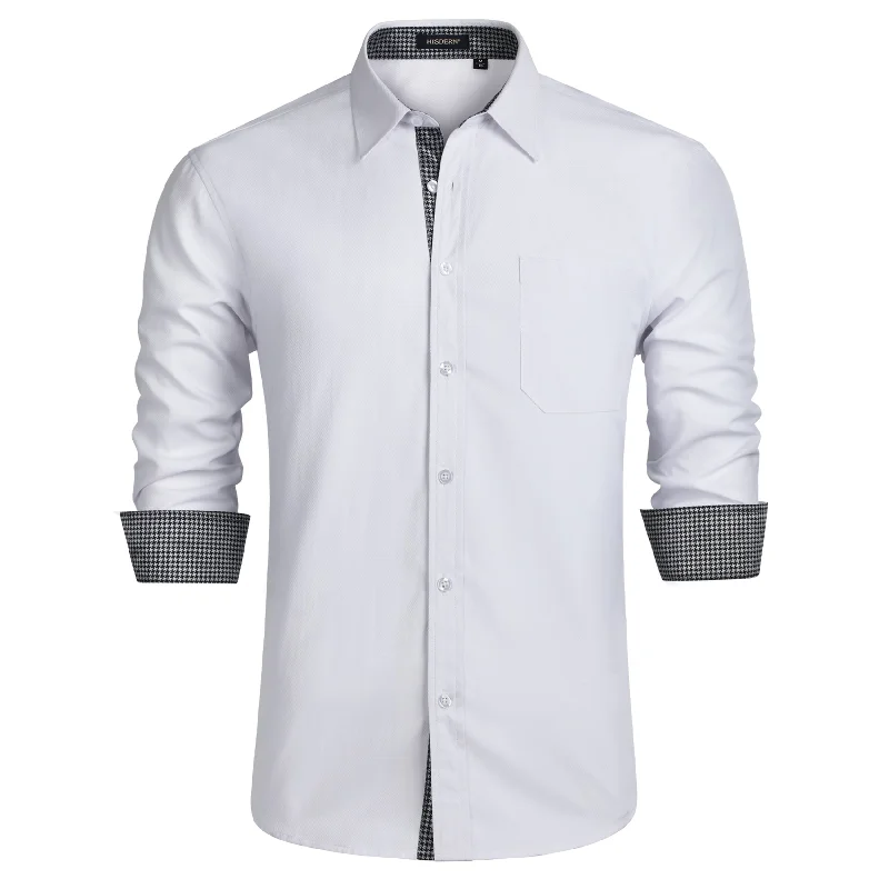 Men's Patterned Dress Shirts for a Unique TwistMen's Patchwork Dress Shirt with Pocket - WHITE/PLAID Men's Patterned Dress Shirts for a Unique TwistMen's Patchwork Dress Shirt with Pocket - WHITE/PLAID