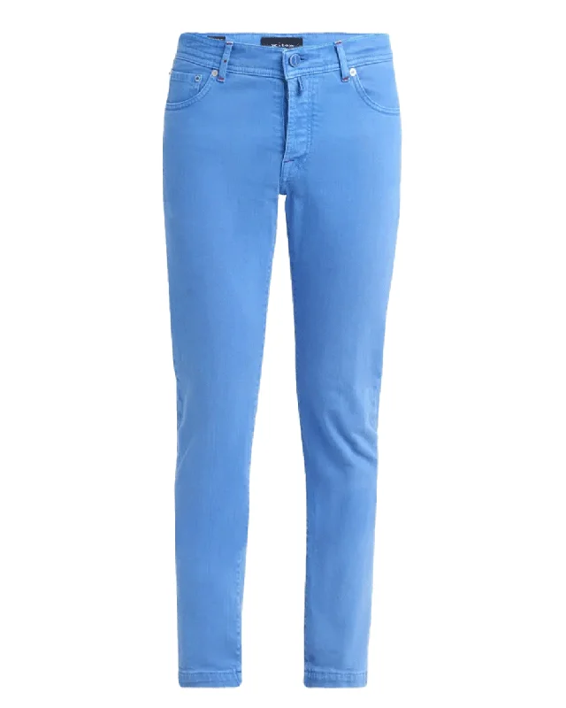 Wide-Leg Men's JeansCornflower Blue 5 Pocket Denim Pant