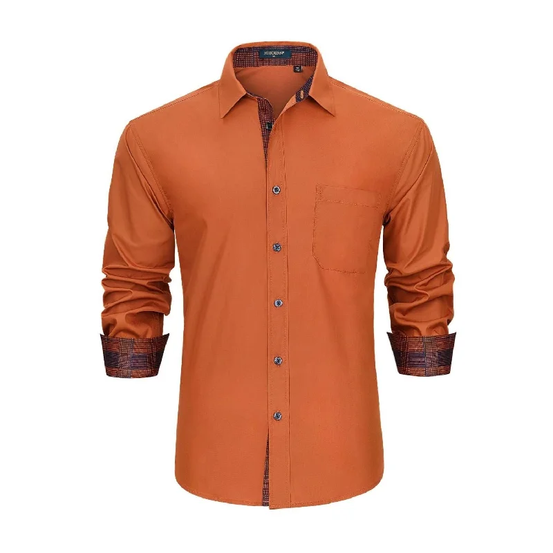 Men's Checked Short-Sleeve Shirts for Summer FunMen's Patchwork Dress Shirt with Pocket - ORANGE Men's Checked Short-Sleeve Shirts for Summer FunMen's Patchwork Dress Shirt with Pocket - ORANGE