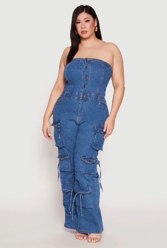 Comfortable Men's JeansPlus Size Daisy Denim Cargo Jumpsuit