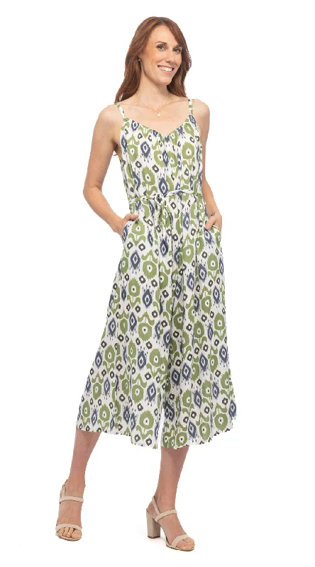 Men's Patterned Pants with StripesMarley Jumpsuit - olive ikat - rayon