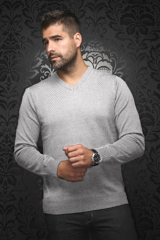Casual Men's Pullover SweatersAu Noir® Sweaters | Saxony Med Grey