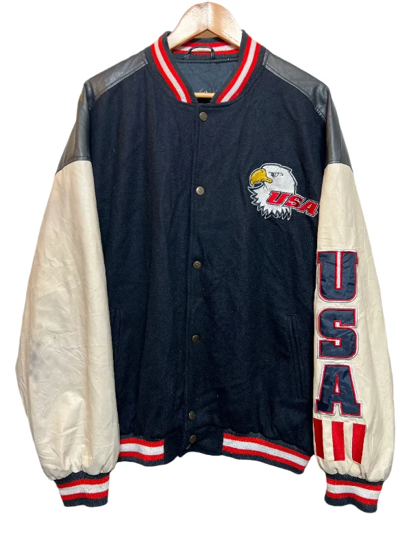 Men's Coats with Stretch FabricSteve & Barry's Navy Mens Varsity Jacket (Size L)