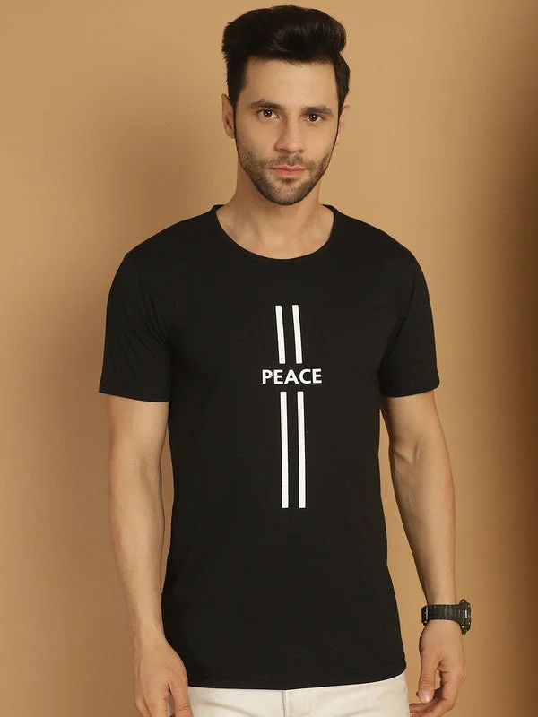 Men's Shirts with Embellished SleevesMack Jonney Printed Black Round Neck Cotton Half sleeves Tshirt For Men Men's Shirts with Embellished SleevesMack Jonney Printed Black Round Neck Cotton Half sleeves Tshirt For Men