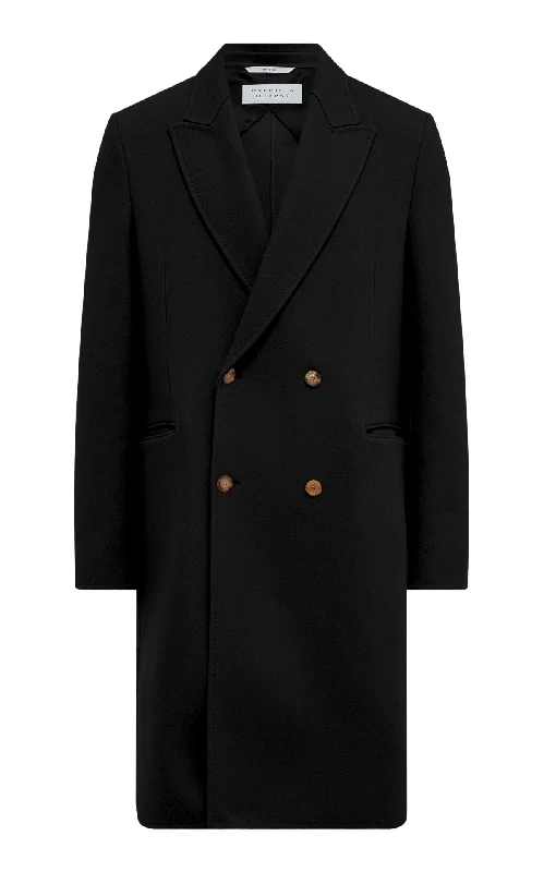 Mcaffrey Coat in Black Double-Face Recycled Cashmere