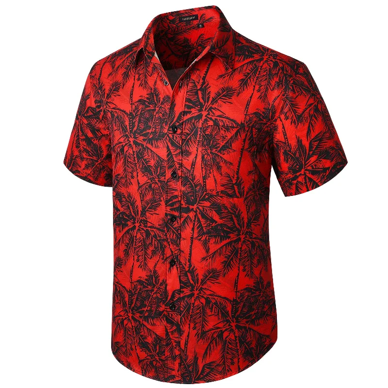 Casual Men's Button-Down ShirtsHawaiian Tropical Shirts with Pocket - G-RED