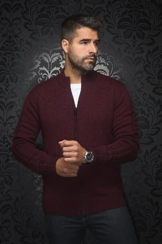 Casual Men's Pullover SweatersAU NOIR | Merino Wool Sweater | Esteban Burgundy