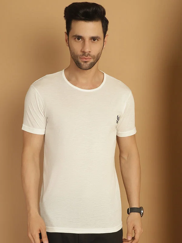 Men's Shirts with Belt AttachmentsMack Jonney Round Neck Cotton Solid White T-Shirt for Men Men's Shirts with Belt AttachmentsMack Jonney Round Neck Cotton Solid White T-Shirt for Men