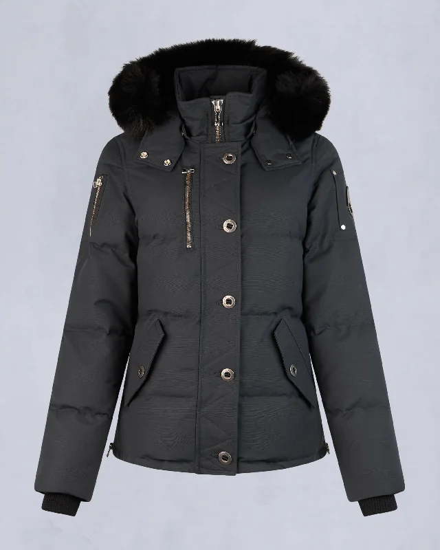 NAVY WITH BLACK FOX FUR