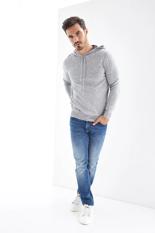 Comfortable Men's Cotton SweatersMen's Knit Hooded Sweater