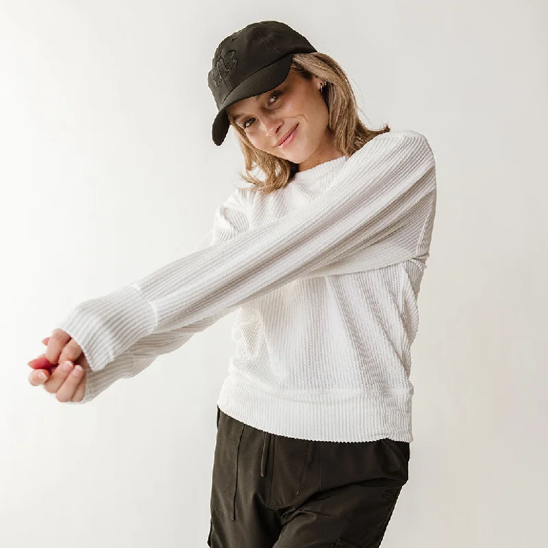 Men's Sweaters with SnapsSerena Ribbed Top, White