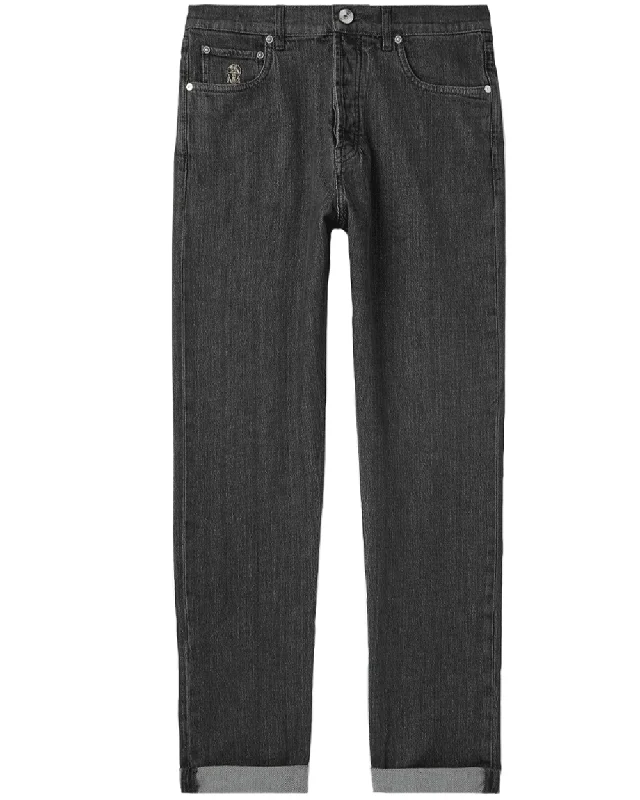 Men's Jeans in Unique PatternsDark Grey Denim Jean