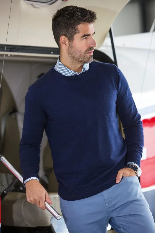 Men's Sweaters with Tapered ShapesAU NOIR | Merino Wool Sweater | Marini Navy