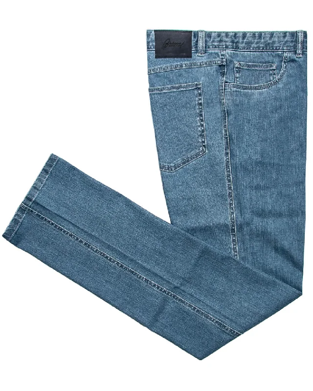 Men's Jeans with EmbroiderySky Blue Chamonix 5 Pocket Denim