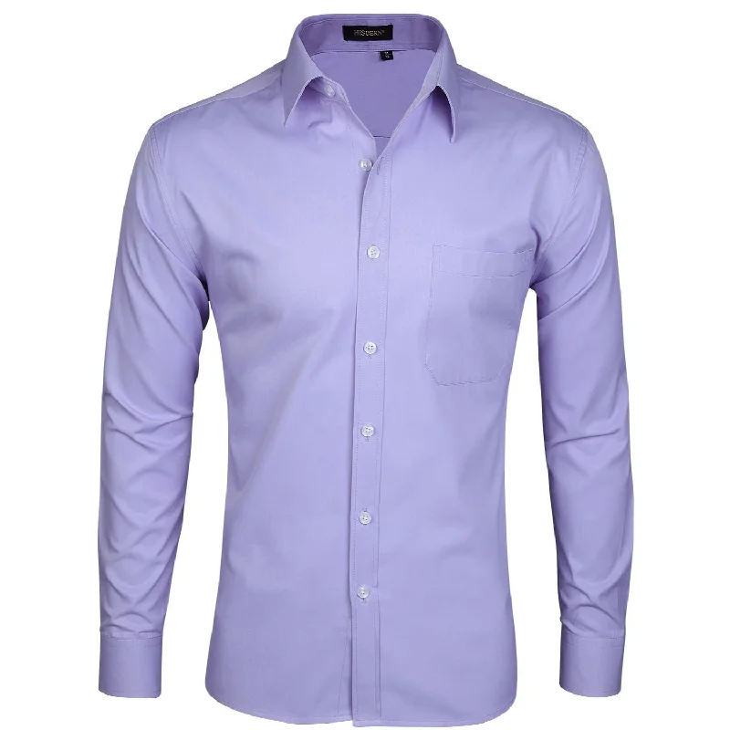 Layered Men's Henley ShirtsMen's Dress Shirt with Pocket - LIGHT PURPLE