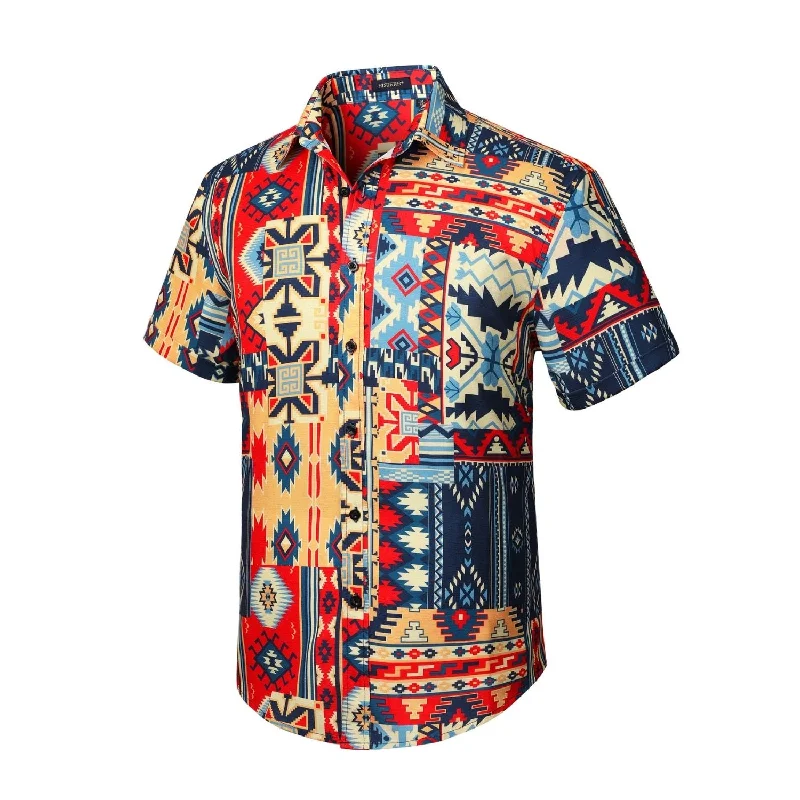 Men's Stain-Resistant Shirts for Mess-Free WearFunky Hawaiian Shirts with Pocket - COLORFUL Men's Stain-Resistant Shirts for Mess-Free WearFunky Hawaiian Shirts with Pocket - COLORFUL