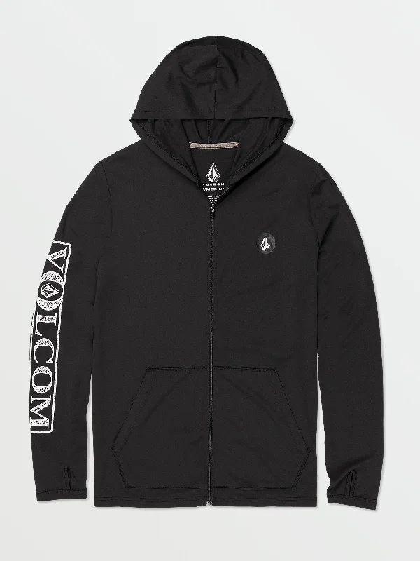 Men's Pants with Button-CuffsRally Hooded Long Sleeve Rashguard - Black