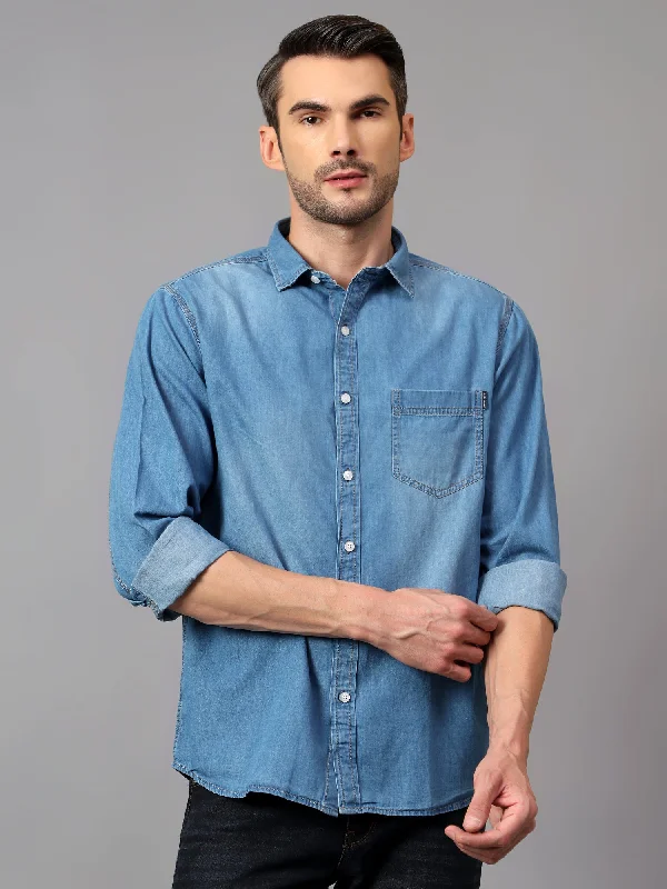 Men's Custom-Fit Shirts for a Personalized LookMen's Blue Casual Denim Full Sleeve Shirt Men's Custom-Fit Shirts for a Personalized LookMen's Blue Casual Denim Full Sleeve Shirt