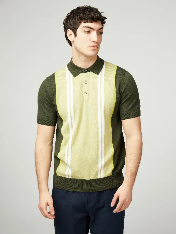 Men's Sweaters with Button-Down PlacketsVertical Stripe Polo - Camouflage