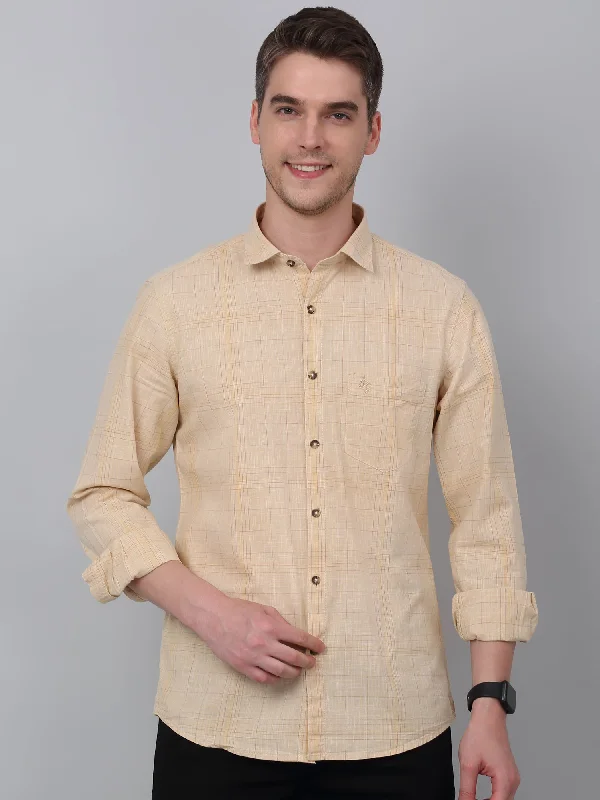 Men's Easy-Care Shirts for Busy LifestylesMen's Beige Casual Big Checks Full Sleeve Shirt Men's Easy-Care Shirts for Busy LifestylesMen's Beige Casual Big Checks Full Sleeve Shirt