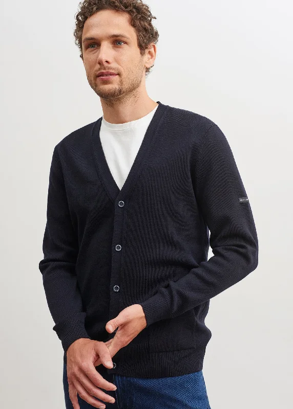 Layered Men's Vest SweatersGUINGAMP - Cardigan With Buttons for Men | Extra Soft Merino Wool (NAVY) Layered Men's Vest SweatersGUINGAMP - Cardigan With Buttons for Men | Extra Soft Merino Wool (NAVY)