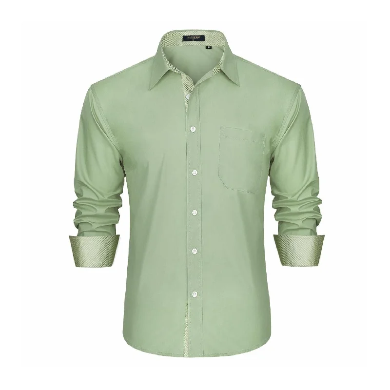 Men's Fishing Shirts for Water SportsMen's Patchwork Dress Shirt with Pocket - SAGE GREEN Men's Fishing Shirts for Water SportsMen's Patchwork Dress Shirt with Pocket - SAGE GREEN