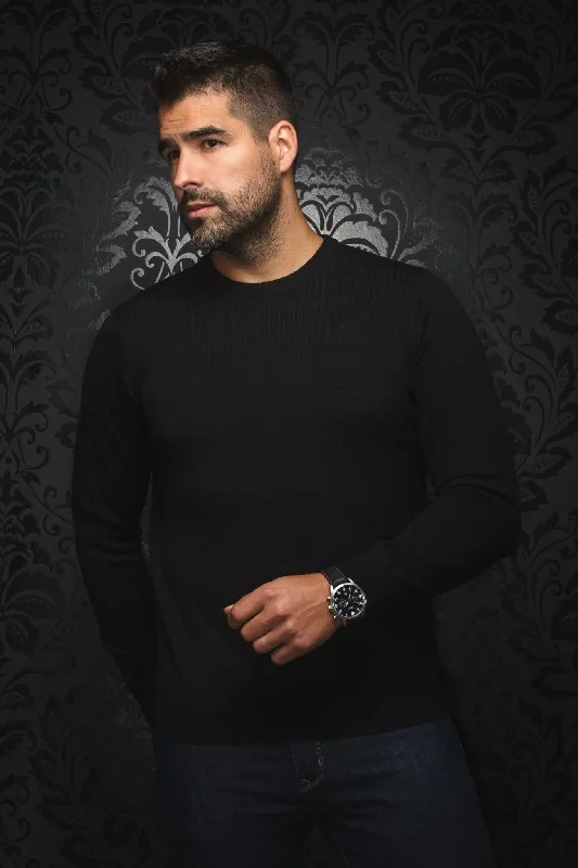 Men's Sweaters with Hoods and DrawstringsAU NOIR | Merino Wool Sweater | Marini Black Men's Sweaters with Hoods and DrawstringsAU NOIR | Merino Wool Sweater | Marini Black