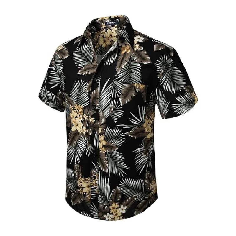 Men's Cufflink-Ready Shirts for Formal EventsBlack Funky Button Up Hawaiian Beach Shirts Men's Cufflink-Ready Shirts for Formal EventsBlack Funky Button Up Hawaiian Beach Shirts