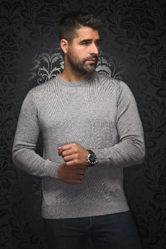Men's Sweaters with Belt AttachmentsAU NOIR | Merino Wool Sweater | Marini Med Grey