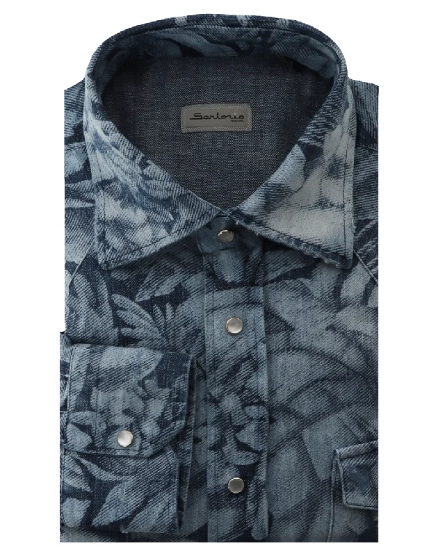 Stylish Men's JeansFloral Denim Shirt
