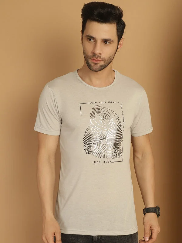 Men's Shirts with Roll-Up SleevesMack Jonney Round Neck Cotton Printed Light Grey T-Shirt for Men Men's Shirts with Roll-Up SleevesMack Jonney Round Neck Cotton Printed Light Grey T-Shirt for Men