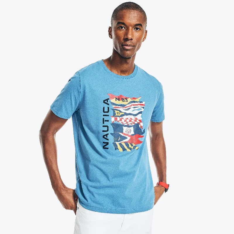 Classic Men's Button-Up ShirtsNautica Mens Sustainably Crafted Flag Graphic T-Shirt