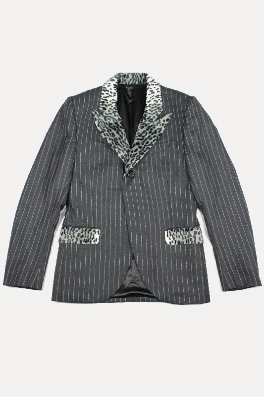 THREE PENNY - GREY STRIPE AND LEOPARD (made to order)